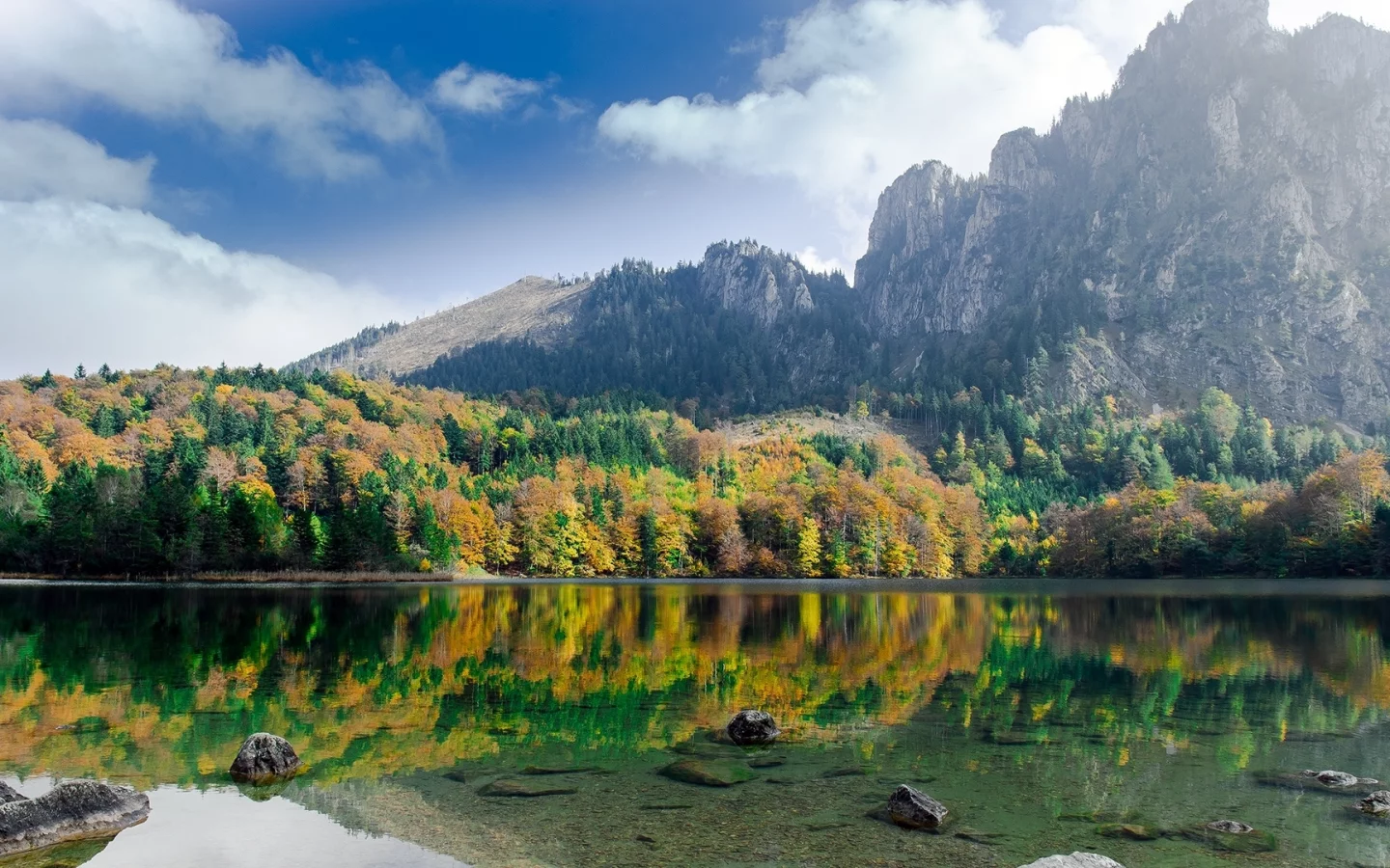 природа, горы, озеро, лес