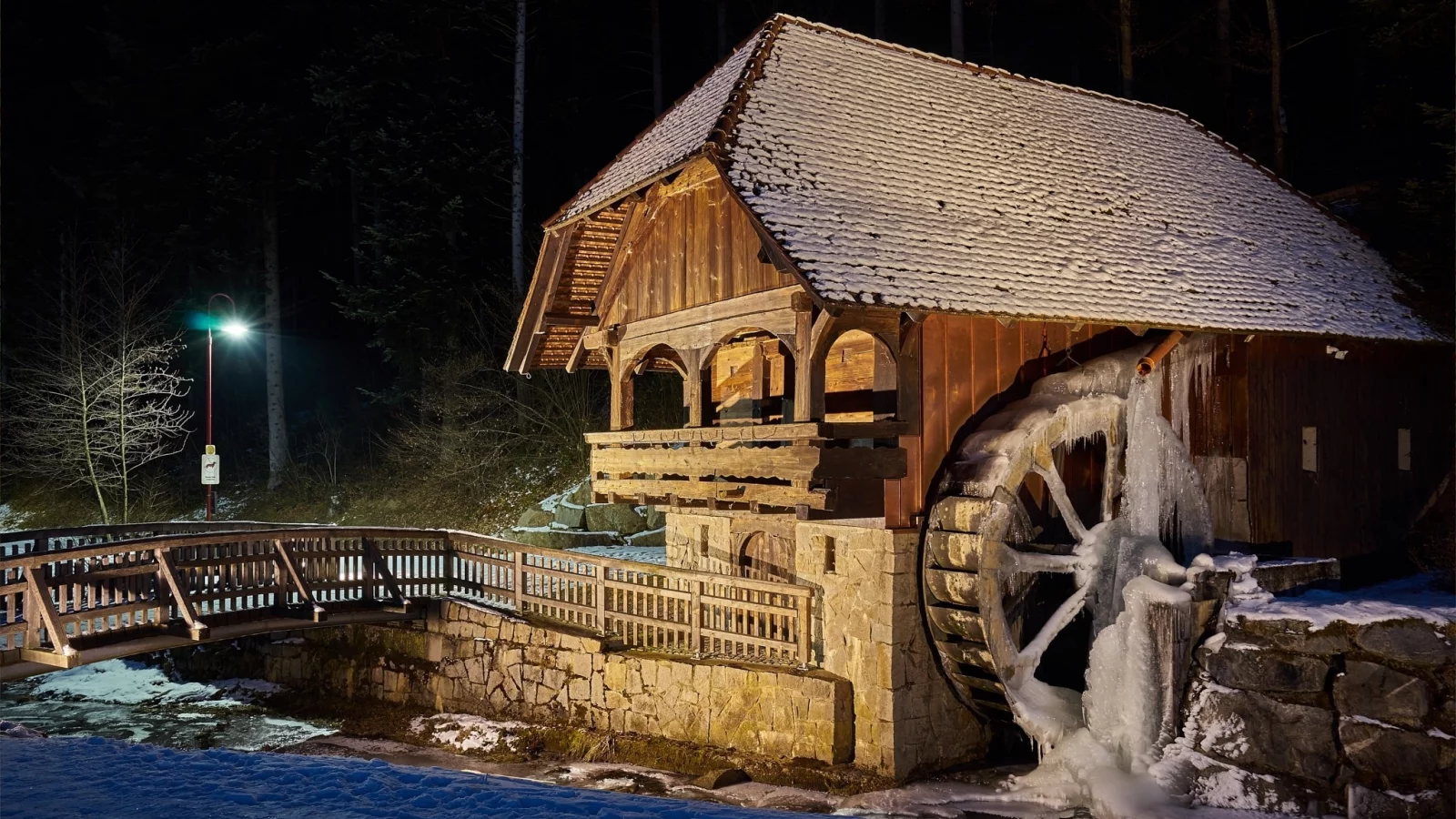 мельница, зима