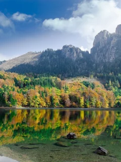 природа, горы, озеро, лес