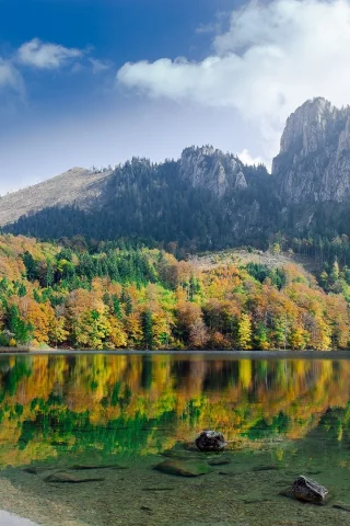 природа, горы, озеро, лес