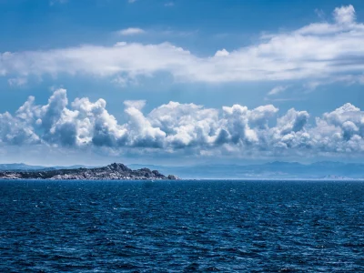 море, небо, облака, горизонт