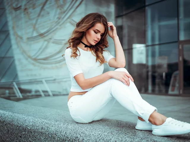 девушка, красивая, в белом