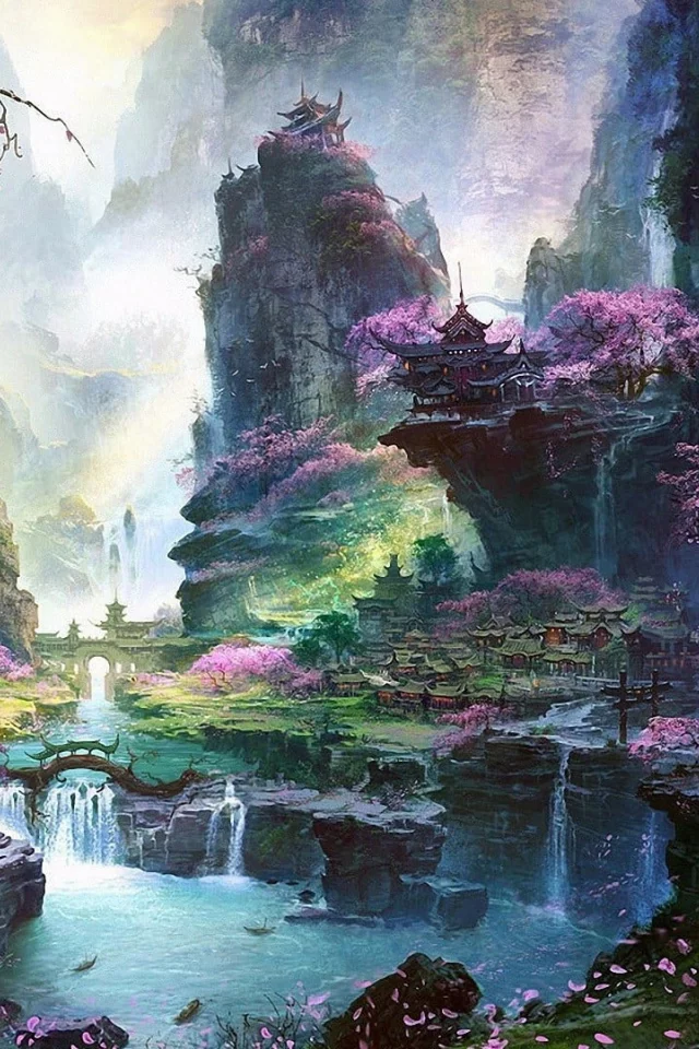 пейзаж, горы, долина, река