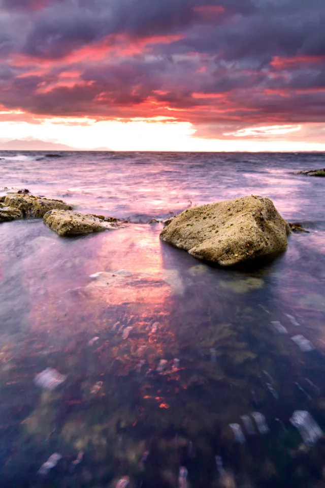 море, камни, небо, облака, горизонт