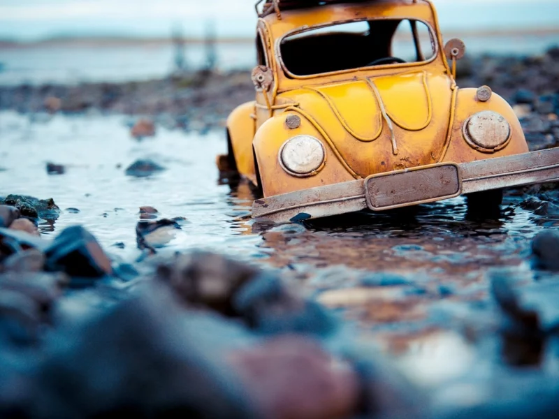 auto, volkswagen, river