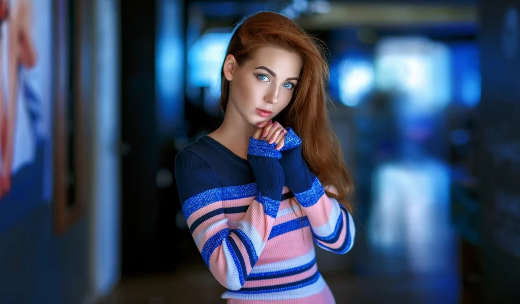 девушка, рыжая, взгляд