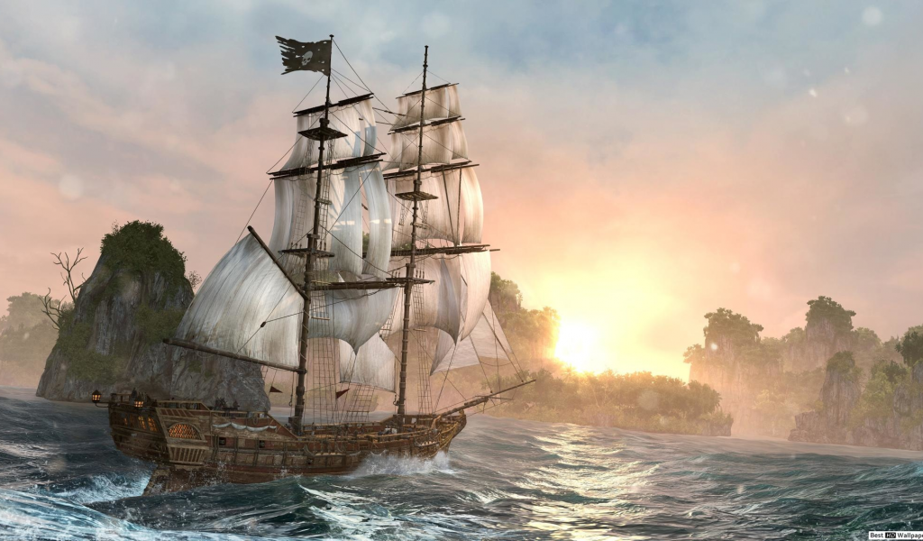 корабль, море, пираты