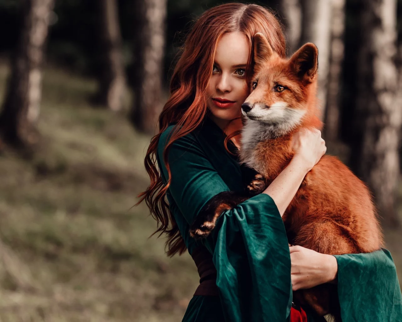 модель, наталия андреева, с лисой