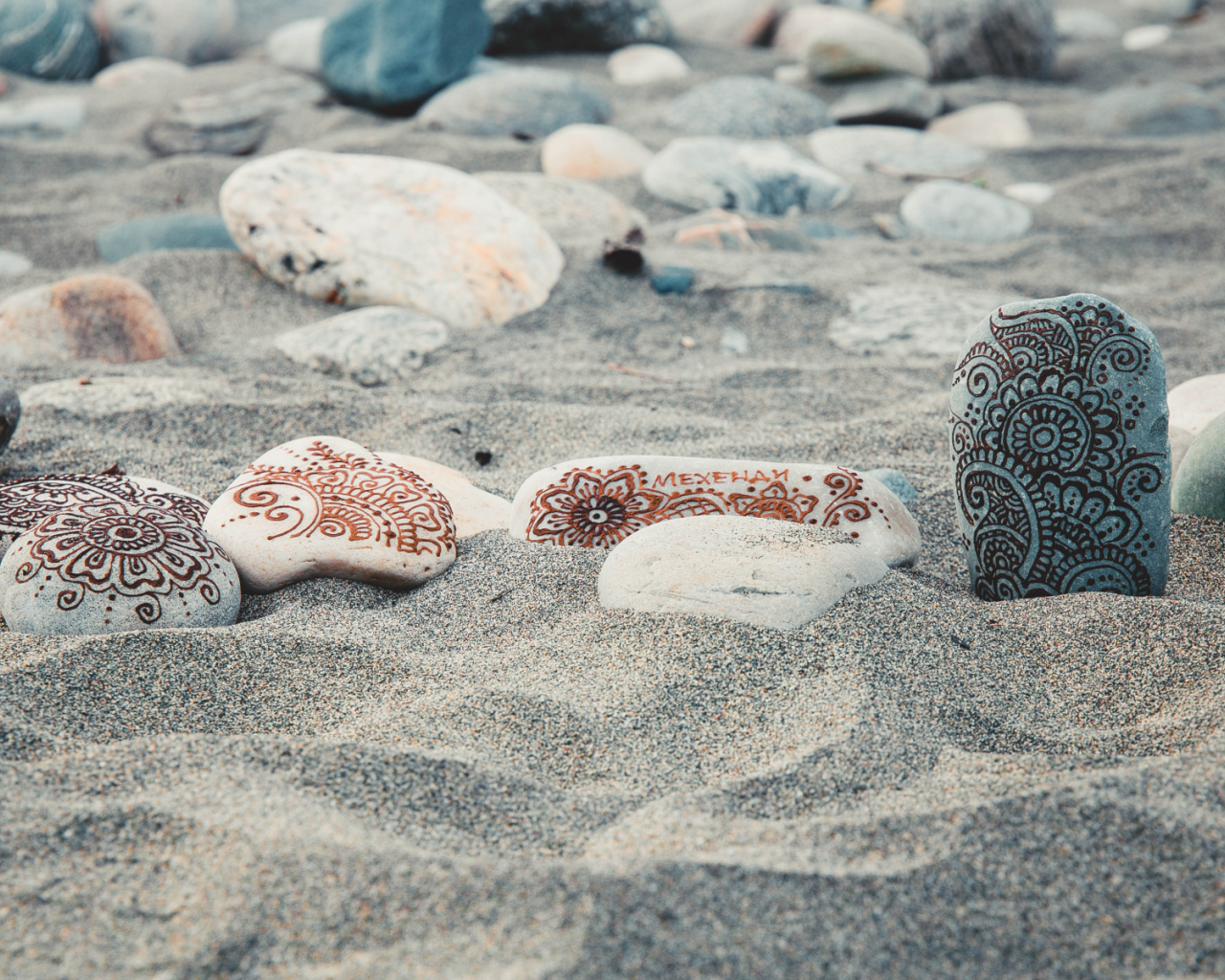 пляж, песок, камни