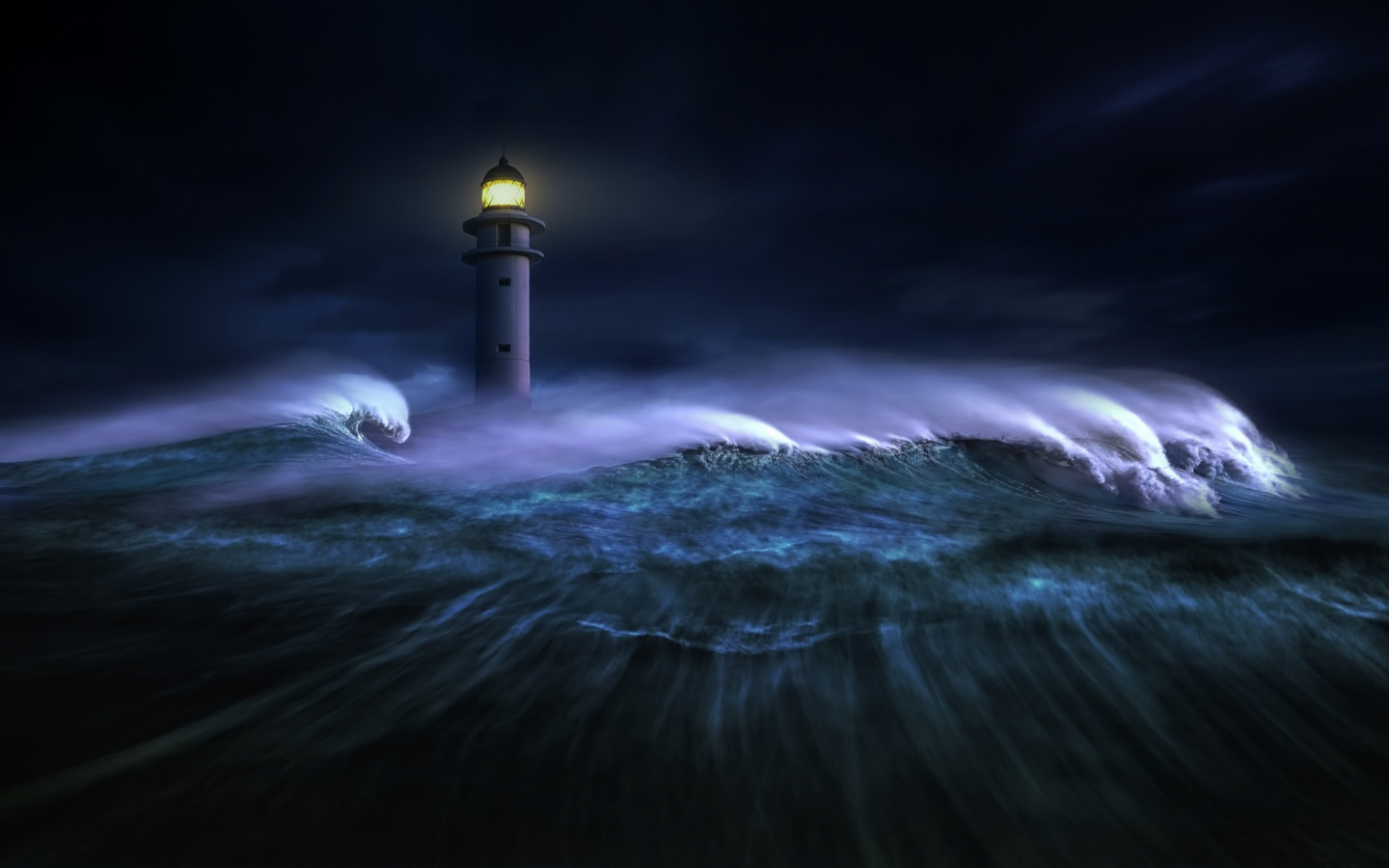 море, шторм, маяк
