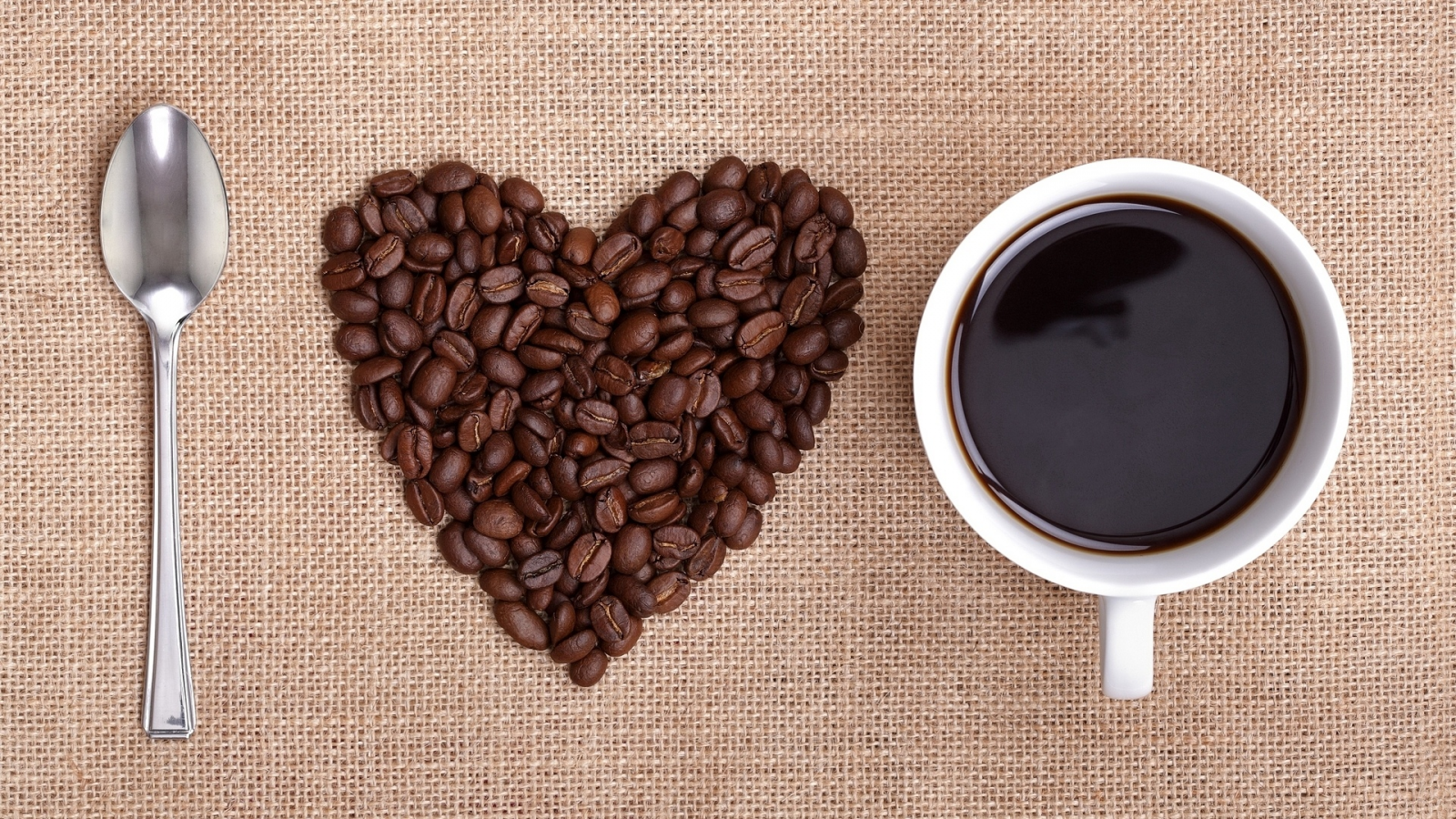 кофейные зёрна, кофе, ложка, любовь