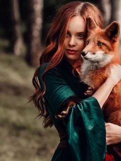 модель, наталия андреева, с лисой