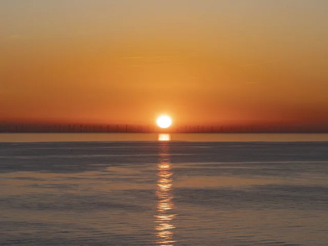 море, закат, горизонт
