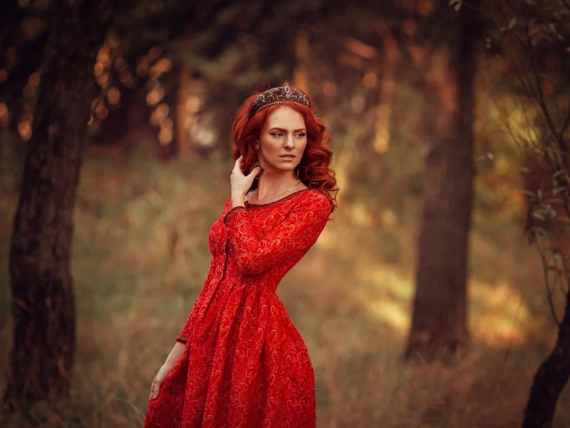 девушка, рыжая, взгляд, на природе