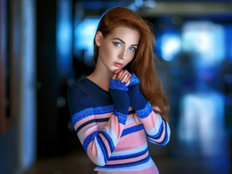 девушка, рыжая, взгляд