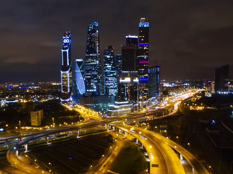 москва сити, ночь, огни