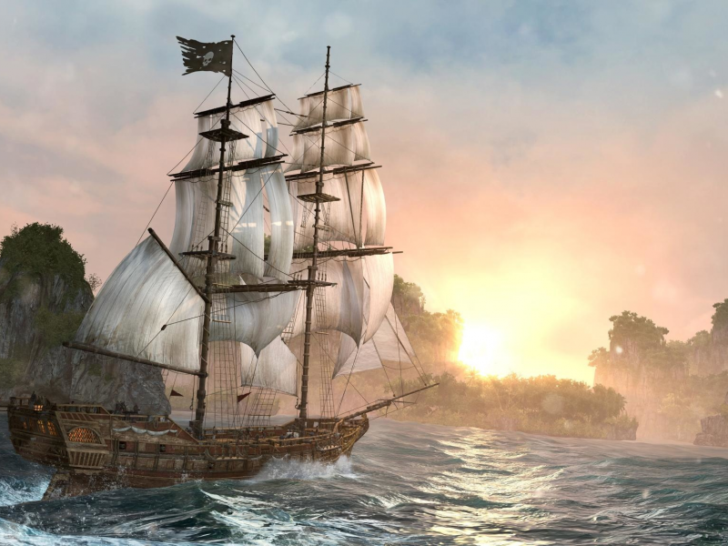 корабль, море, пираты