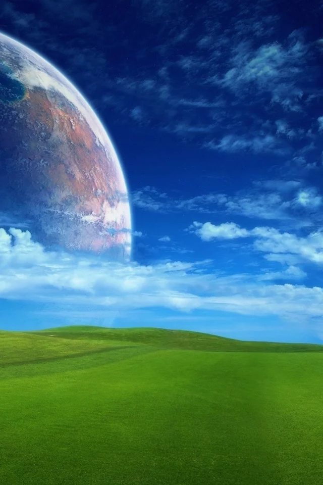 landscape, sky, field, planet, moon