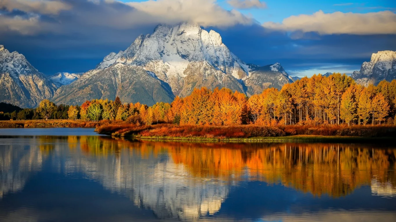 landscape, nature, mountains, forest, lake, autumn