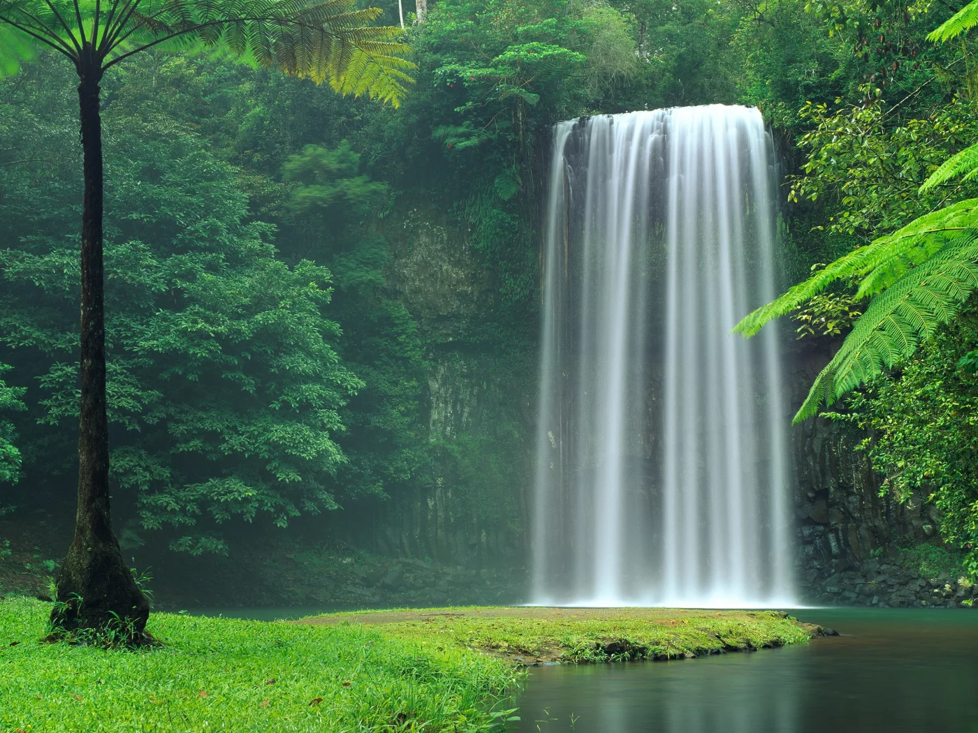 australia, stream, calm, falls, waterfall, nature