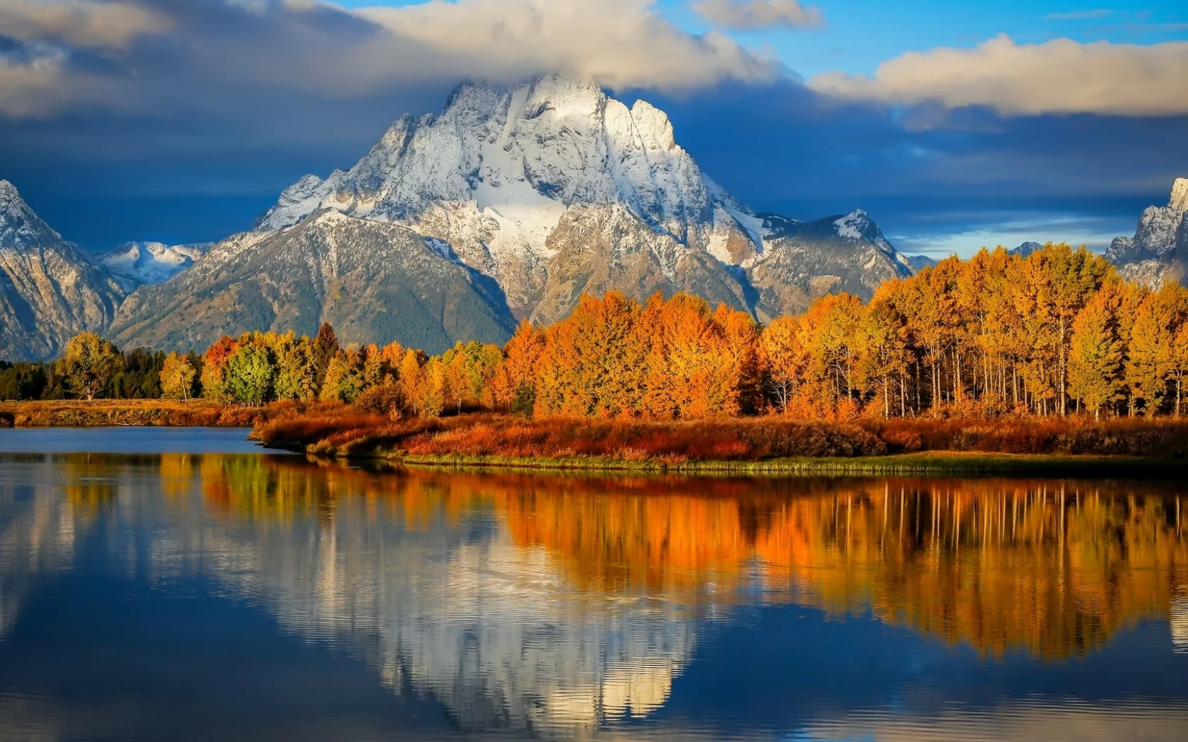 landscape, nature, mountains, forest, lake, autumn