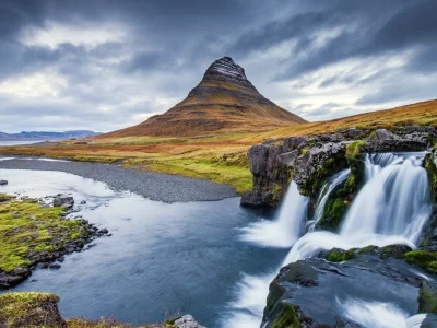landscape, nature, mountains, river, waterfall
