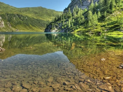 nature, mountains, rocks, lake, transparency