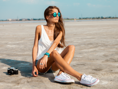 girl, beautiful, sweet, shorts, sneakers, legs, glasses