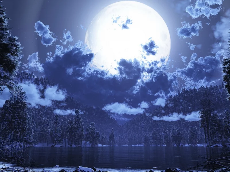 landscape, nature, night, moon