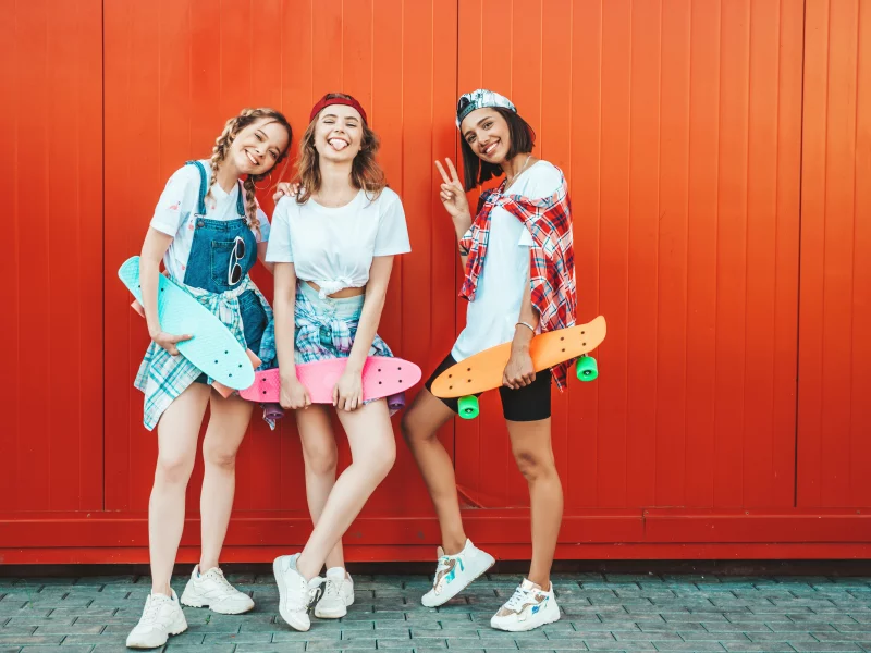 girls, charming, cute, shorts, legs, skateboard, cap