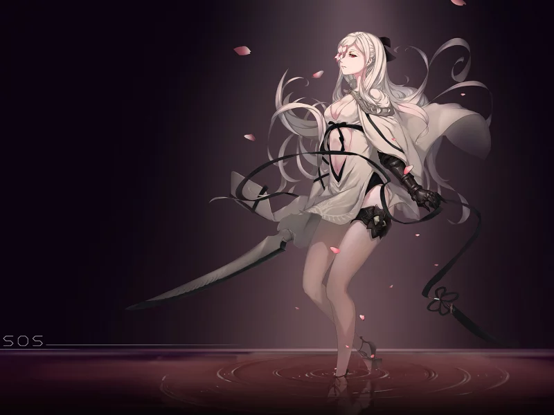 anime, girl, blonde, sword