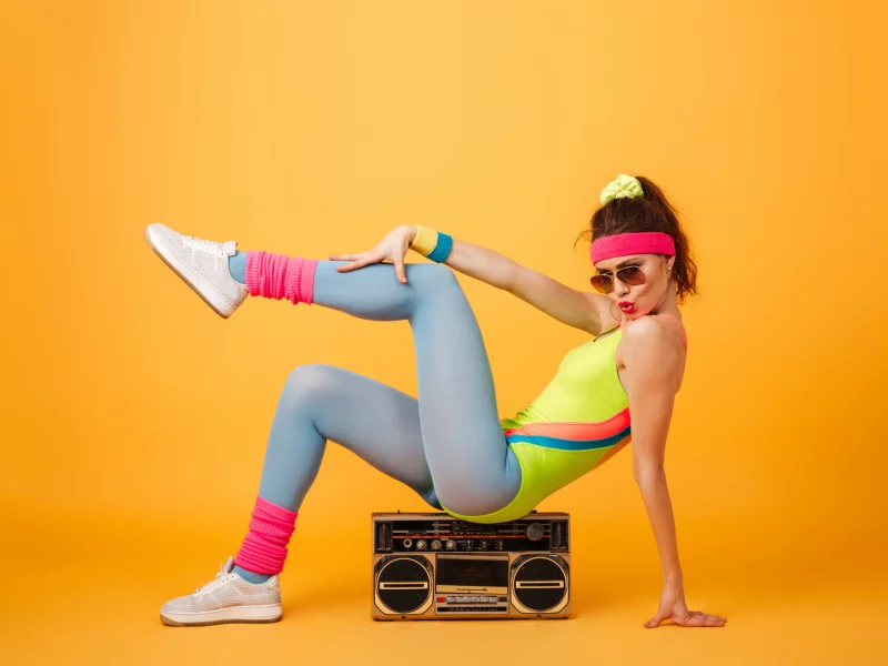 girl, beautiful, pretty, aerobics, glasses, sneakers, leggings