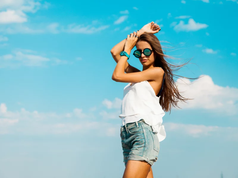 girl, beautiful, cute, shorts, glasses