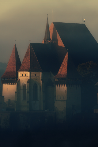 castle, fog, structure