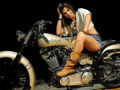 girl, beautiful, sexy, boots, shorts, motorcycle