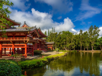 japan, castle, lake, park, nature