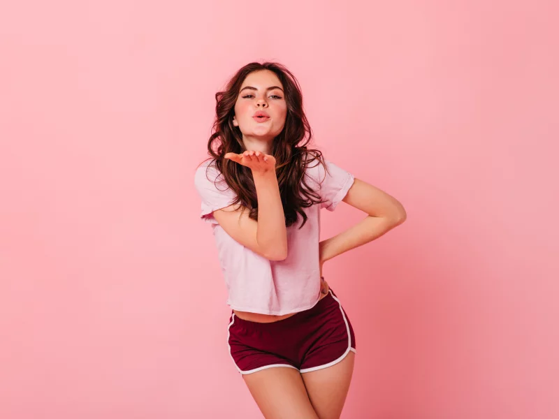 girl, beautiful, sexy, kiss, shorts