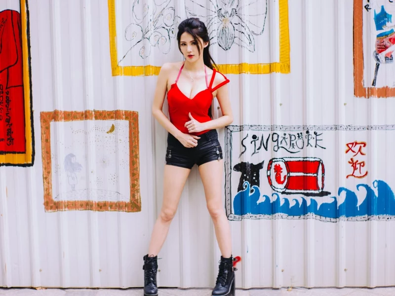 girl, sweet, pretty, shorts, asian, boots, sexy