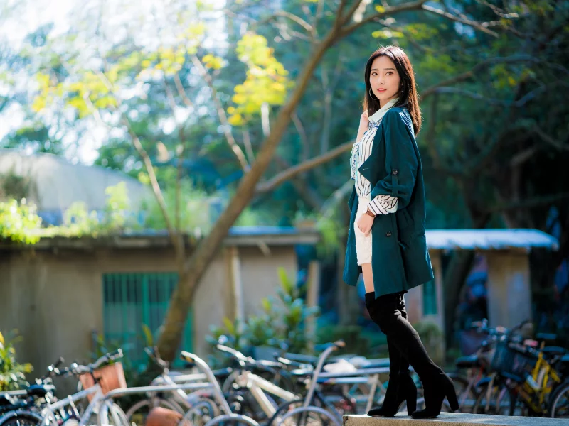 girl, beautiful, sexy, boots, legs, raincoat, asian