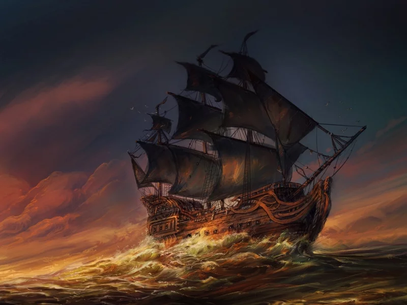 ship, sailboat, sea, storm