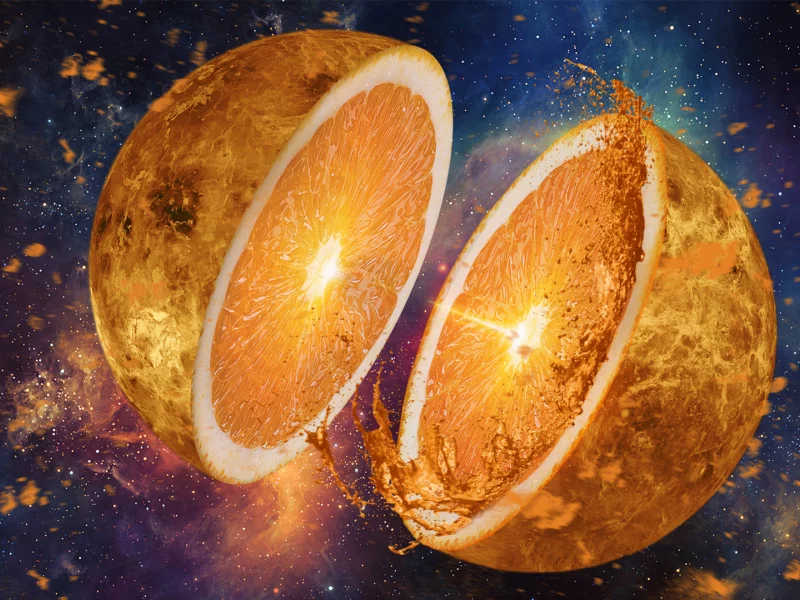 creative, orange, half