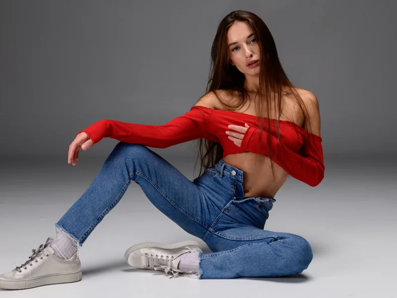 girl, beautiful, cute, brunette, jeans, sneakers