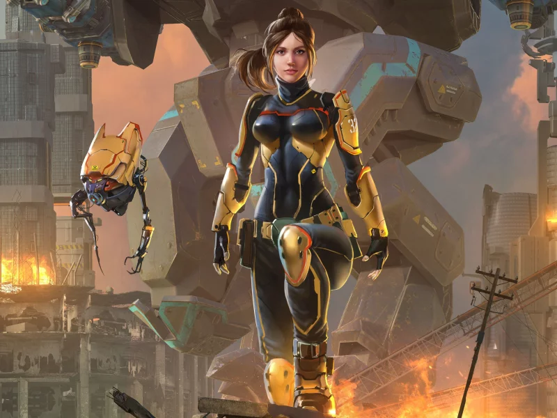 warrior, fantasy, girl, robot
