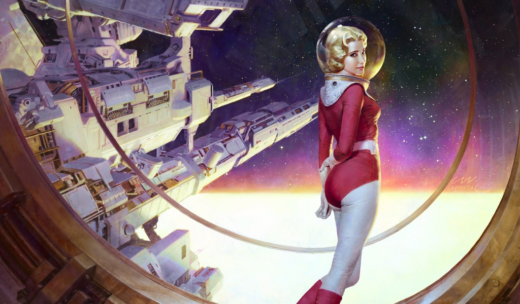 fiction, space, spaceship, girl, space suit