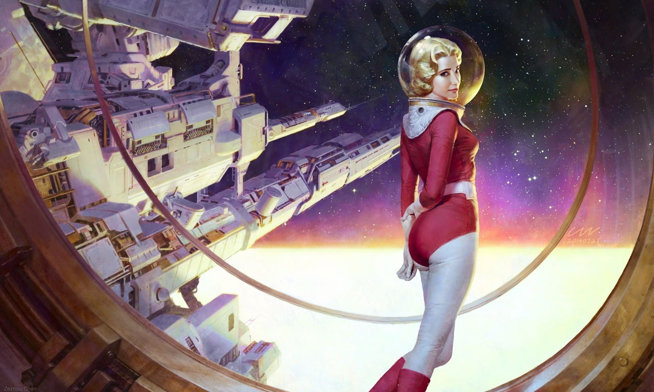 fiction, space, spaceship, girl, space suit