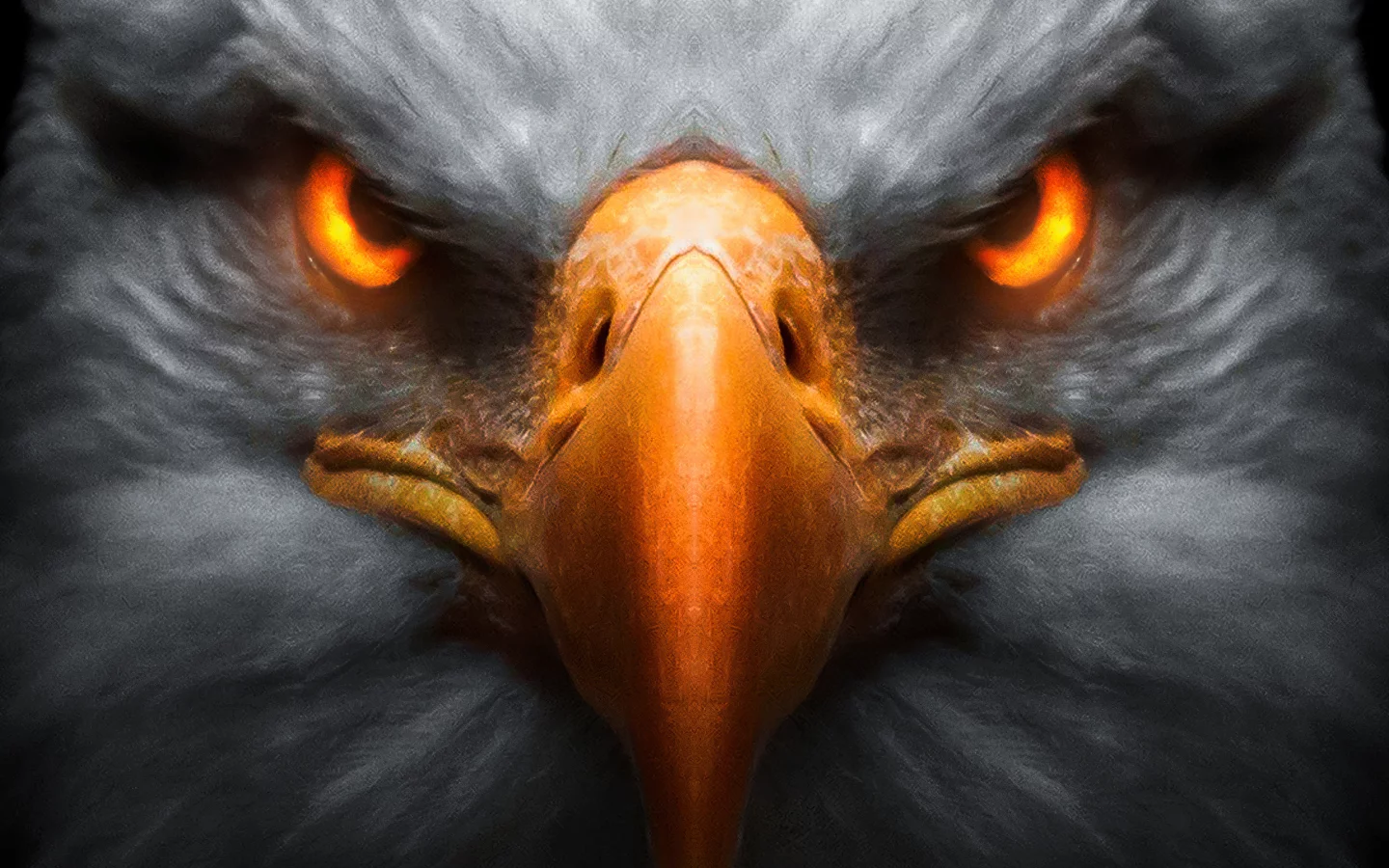 eagle, red, glowing, eyes