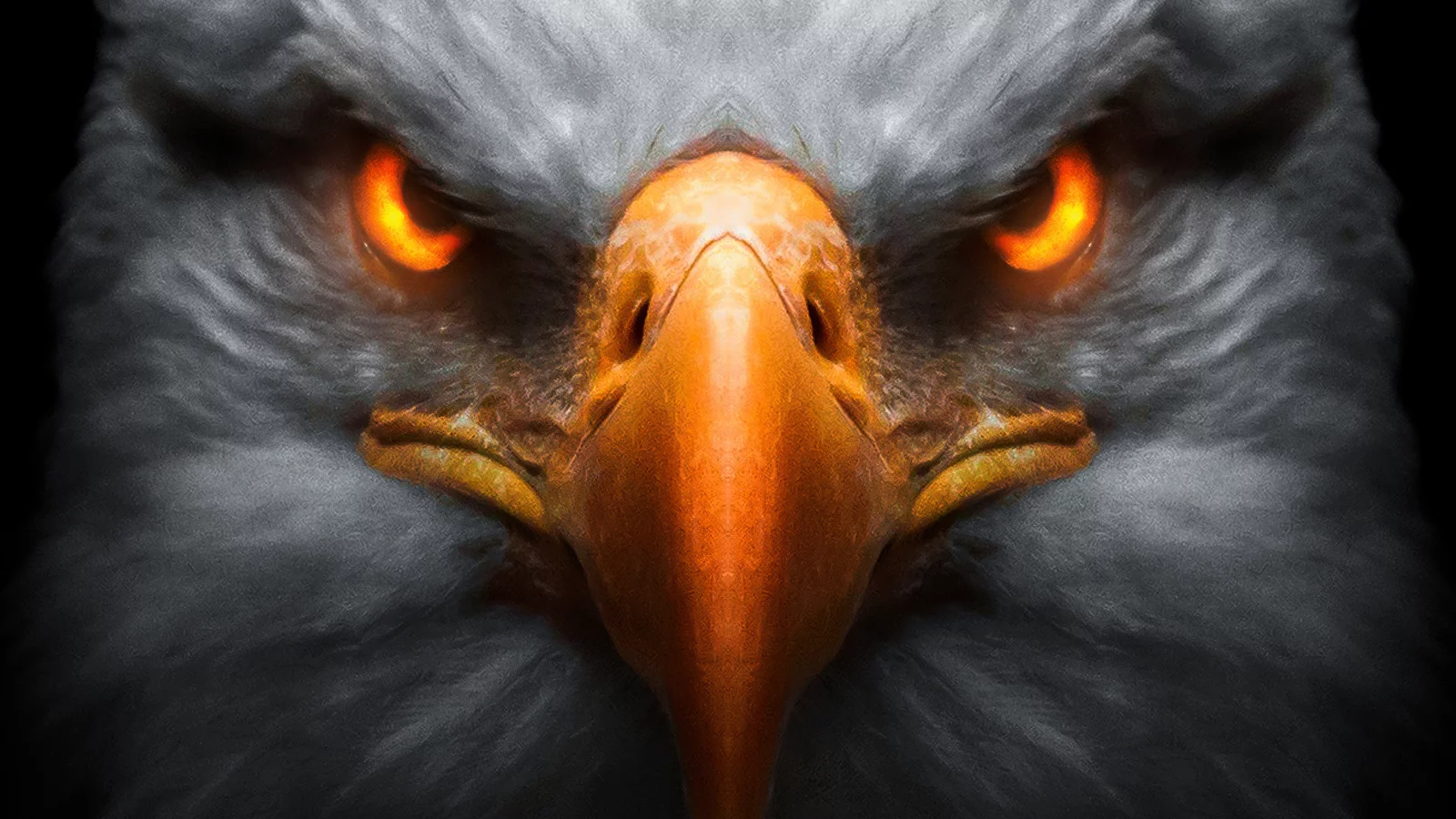 eagle, red, glowing, eyes