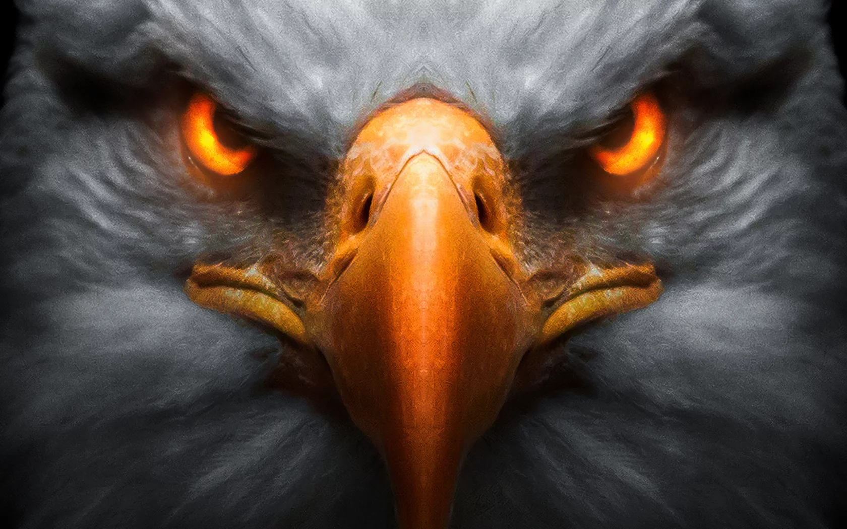 eagle, red, glowing, eyes