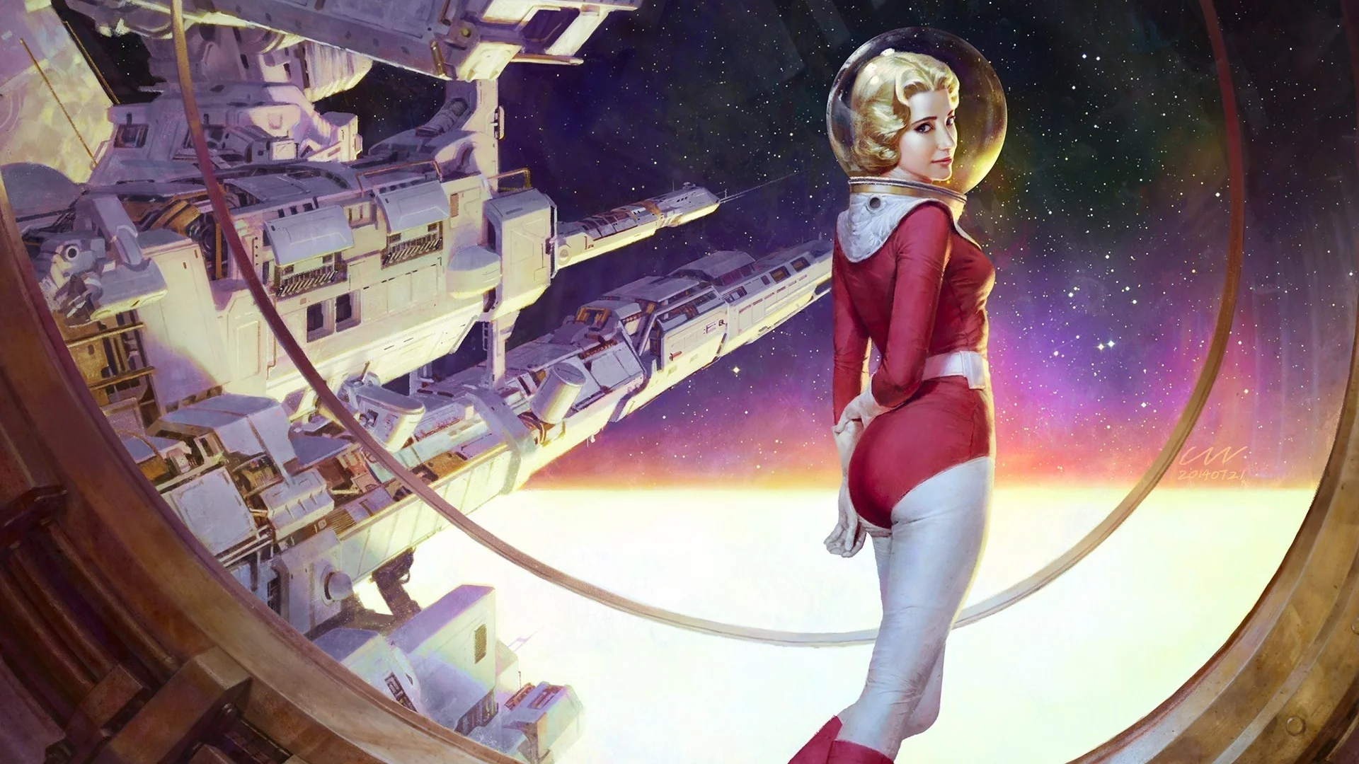 fiction, space, spaceship, girl, space suit