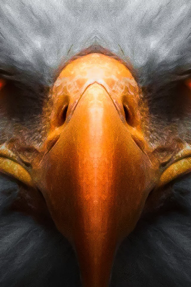 eagle, red, glowing, eyes
